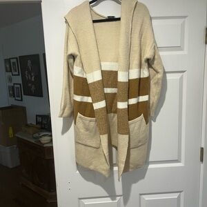 Dress Forum Beige and Brown Striped Cardigan